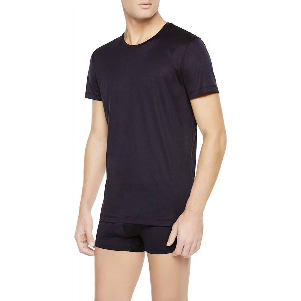 NEW NERO PERLA elegance short sleeve crew neck t-shirt in black